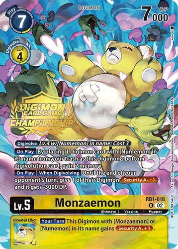 [RB1-018](R) Monzaemon (2024 Championship Tamers Pack) (Foil)