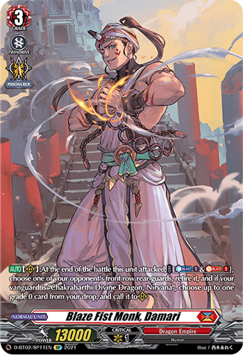 D-BT02/SP11EN SP Blaze Fist Monk, Damari (SP)