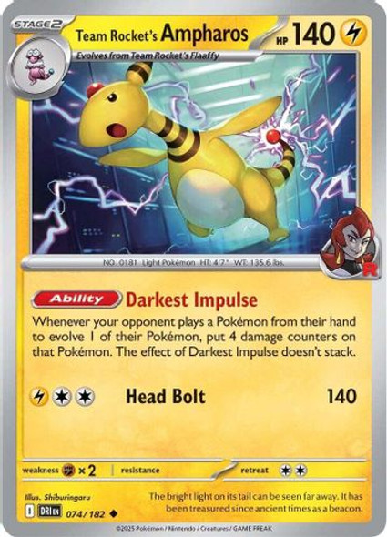 [SV10][DRI-074/182](UC) Team Rocket's Ampharos (Reverse Holo)