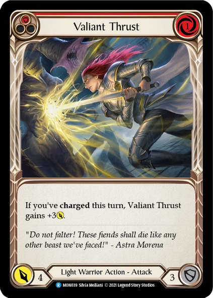 FAB04 MON-039R Valiant Thrust (red) Rainbow Foil (Unl ed)
