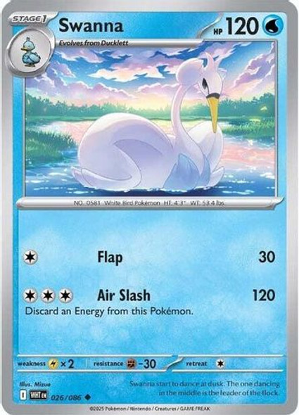 [SV10d][WHT-026/086](UC) Swanna (Reverse Holo)