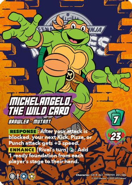 [TMNT01-201/186](CH-R-ALT) Michelangelo, the Wild Card (Alternate Art) (Foil)