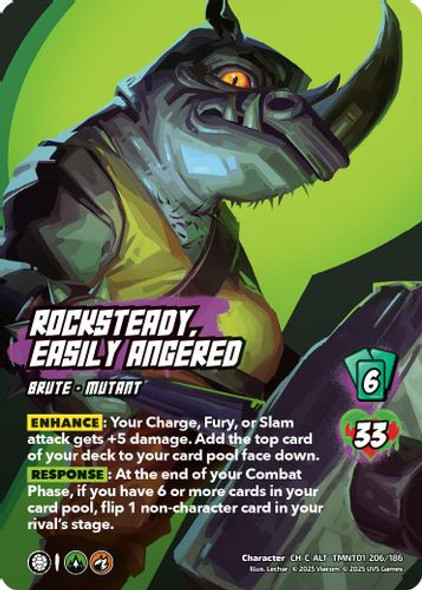 [TMNT01-206/186](CH-C-ALT) Rocksteady, Easily Angered (Alternate Art) (Foil)