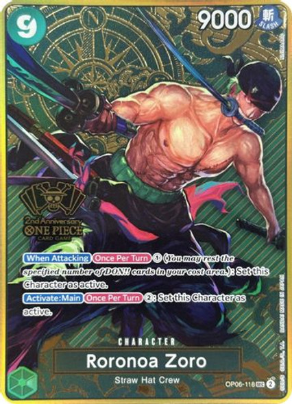 [OP06-118] Roronoa Zoro (JPN 2nd Anniversary Set) (Foil)