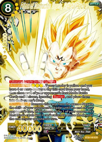 [BT28-149](SCR) Prince of Destruction Vegeta, Prideful Psyche (Foil)