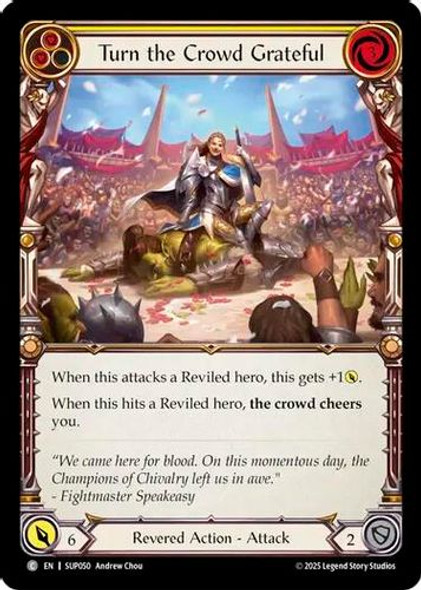 [FAB18 1st][SUP-050](C) Turn the Crowd Grateful (Yellow) (Rainbow Foil)