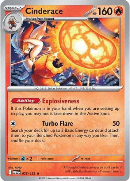 |ME01|[MEG-028/132](R) Cinderace {Reverse Holo}