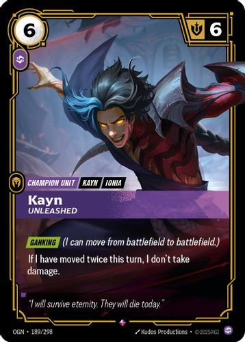 |RB01|[OGN-189/298](R) Kayn - Unleashed {Foil}