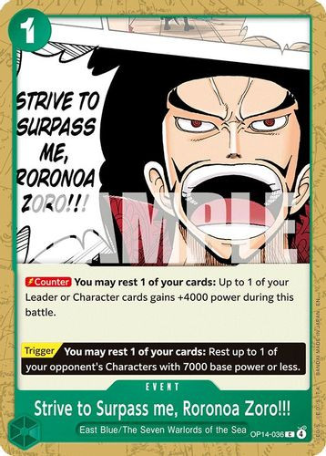 [OP14-036](C) Strive to Surpass me, Roronoa Zoro!!!