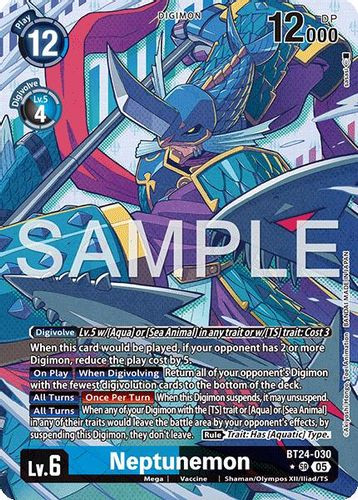 [BT24-030](SR) Neptunemon (1 Star Alt Art) (Foil)