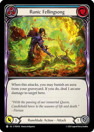 [FAB19 1st][PEN-102](C) Runic Fellingsong (Blue) (Rainbow Foil)