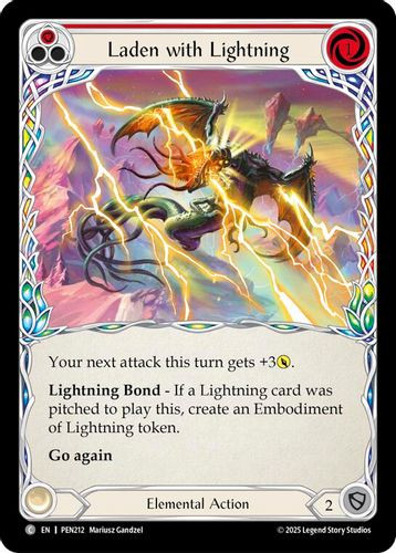 [FAB19 1st][PEN-212](C) Laden With Lightning (Red) (Rainbow Foil)