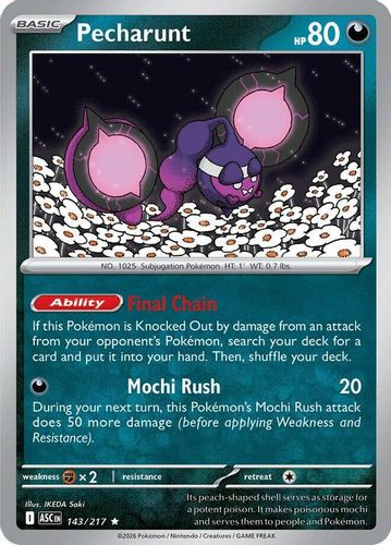 |ME02A|[ASC-143/217](R) Pecharunt {Holo}