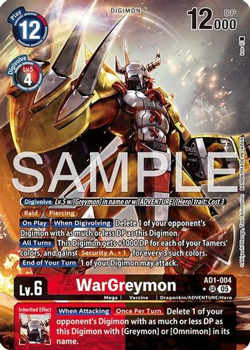 [AD01-004](SR) WarGreymon (1 Star Alternate Art) (Foil)