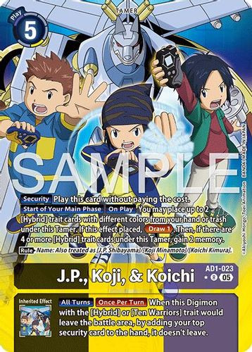 [AD01-023](R) J.P., Koji, & Koichi (1 Star Alternate Art) (Foil)