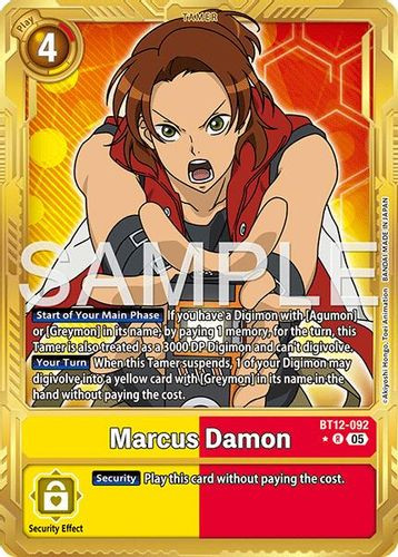 [BT12-092](R) Marcus Damon (AD01 Reprint) (1 Star Gold Frame) (Foil)