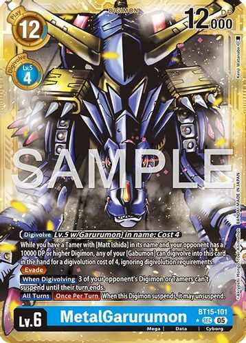 [BT15-101](SEC) MetalGarurumon (AD01 Reprint) (1 Star Gold Frame) (Foil)