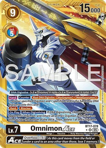 [BT17-078](SR) Omnimon ACE (AD01 Reprint) (1 Star Gold Frame) (Foil)