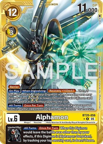 [BT20-056](R) Alphamon (AD01 Reprint) (1 Star Gold Frame) (Foil)
