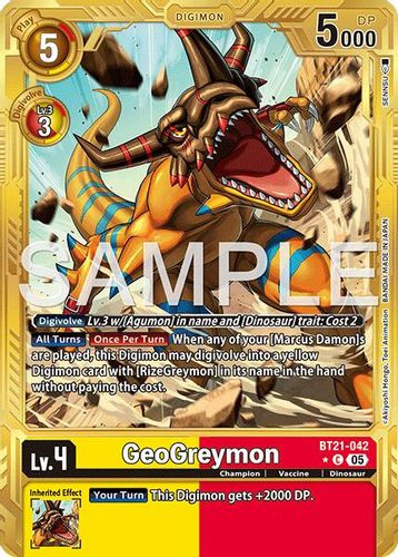 [BT21-042](C) GeoGreymon (AD01 Reprint) (1 Star Gold Frame) (Foil)