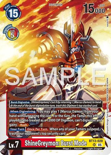 [BT13-020](SR) ShineGreymon: Burst Mode (AD01 Reprint) (Foil)