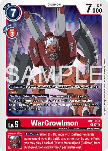 [AD01-003](R) WarGrowlmon (Foil)