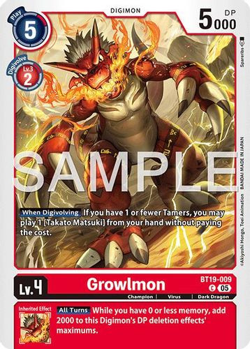 [BT19-009](C) Growlmon (AD01 Reprint) (Foil)