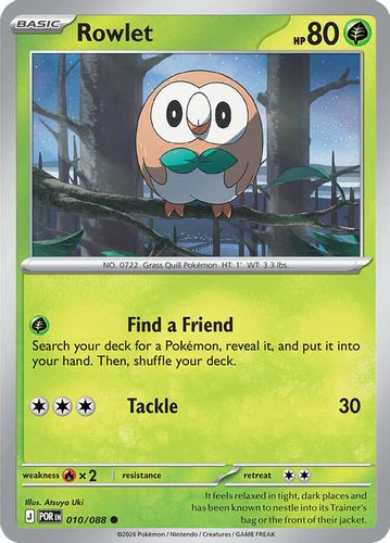 |ME03|[POR-010/088](C) Rowlet {Reverse Holo}