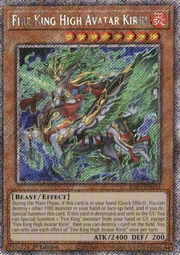 [RA05-EN032] Fire King High Avatar Kirin (Platinum Secret Rare)<1st>