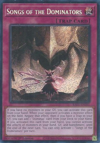 [RA05-EN081] Songs of the Dominators (Secret Rare)<1st>