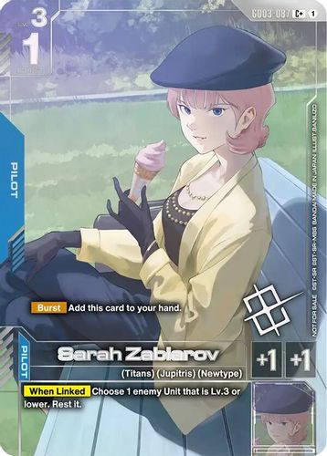 [GD03-087](C+) Sarah Zabiarov {Store Tournament Winner Pack 04} {Alt Art} {Foil}