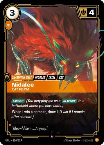 |RB03|[UNL-114/219](R) Nidalee - Cat Form {Foil}