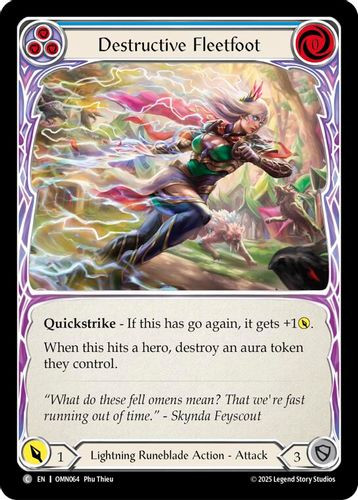 [FAB20 1st][OMN-064](C) Destructive Fleetfoot (Blue) (Rainbow Foil)