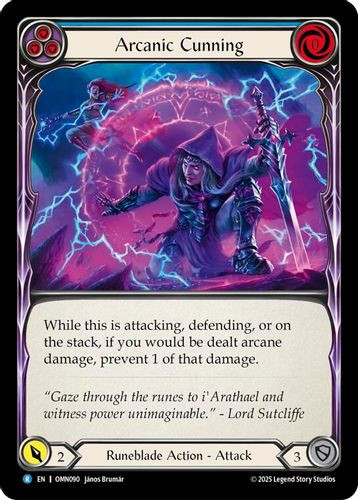 [FAB20 1st][OMN-090](R) Arcanic Cunning (Blue) (Rainbow Foil)