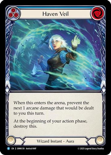 [FAB20 1st][OMN-139](R) Haven Veil (Blue) (Rainbow Foil)