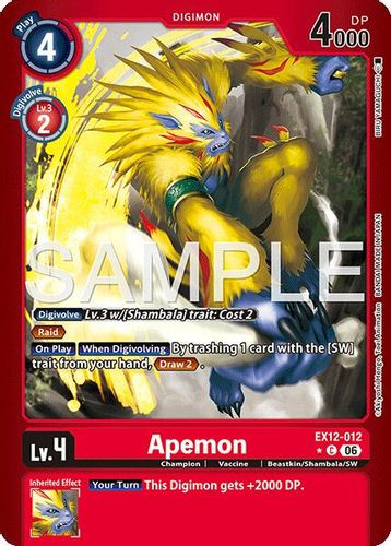 [EX12-012](C) Apemon (1 Star Color Frame) (Foil)