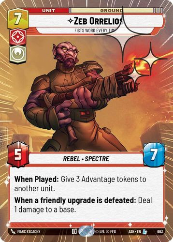 [08-ASH-EN-0663](L) Zeb Orrelios - Fists Work Every Time (Hyperspace) (Foil)
