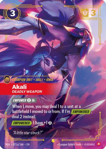 |RB04|[VEN-021a/166](AA) Akali - Deadly Weapon {Alt Art} {Foil}