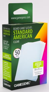 Gamegenic Board Game Card Sleeves - Standard American Clear (59mm x 91mm) (50 Sleeves Per Pack)
