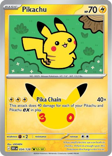 |ME05A|[30C-034/128](PCR) Pikachu {Holo}