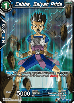 BT15-039UC Cabba, Saiyan Pride (Prerelease Stamped)