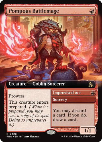 [FRA-0428](R) Pompous Battlemage // Improvised Act (Extended Art) (Foil)