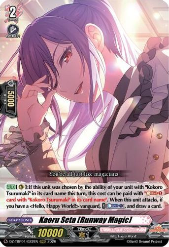 [DZ-TBP01/022EN](RRR) Kaoru Seta [Runway Magic]