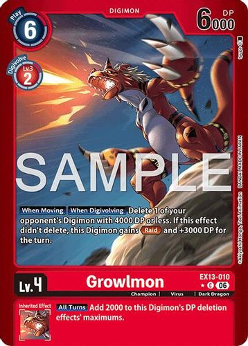 [EX13-010](C) Growlmon (1 Star Color Frame) (Foil)