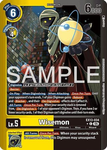[EX13-034](C) Wisemon (1 Star Color Frame) (Foil)