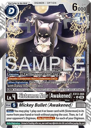 [EX13-066](U) Sistermon Noir (Awakened) // Mickey Bullet (Awakened) (1 Star Color Frame) (Foil)