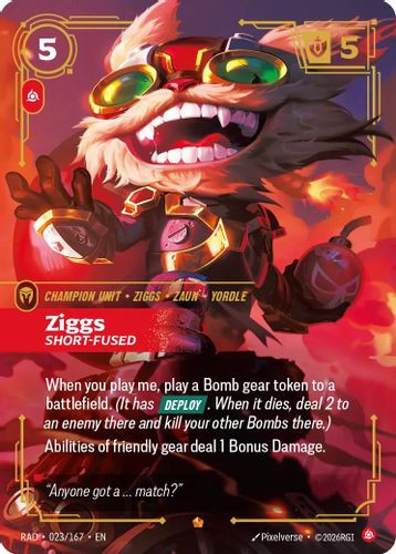 |RB05|[RAD-023/167](E) Ziggs, Short-Fused {Foil}