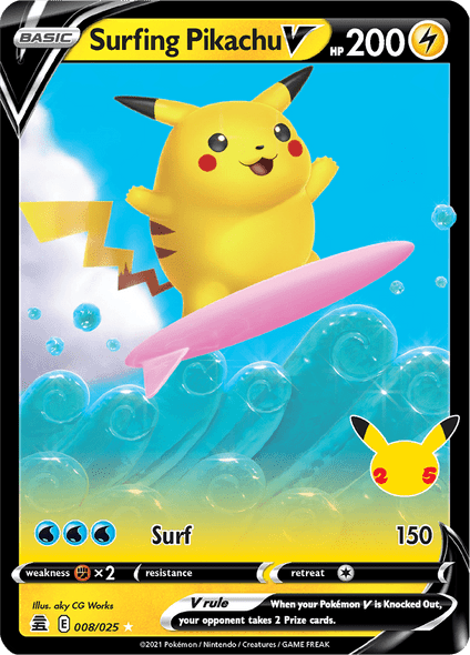 SWSH07A-008/025SR Surfing Pikachu V