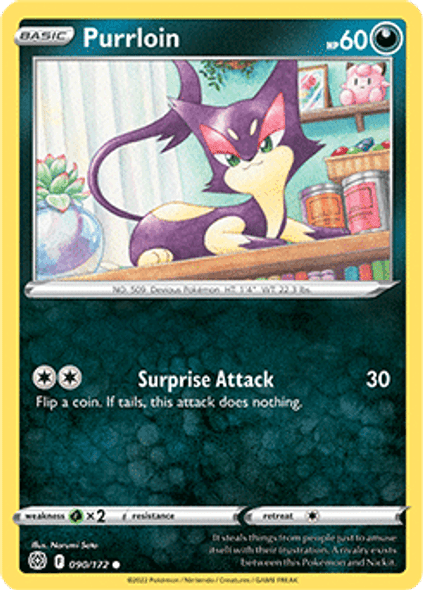 [SWSH09][BRS-090/172C] Purrloin (Reverse Holo)