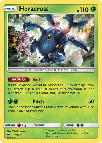 SM03-BUS-011/147R Heracross (Reverse Holo)
